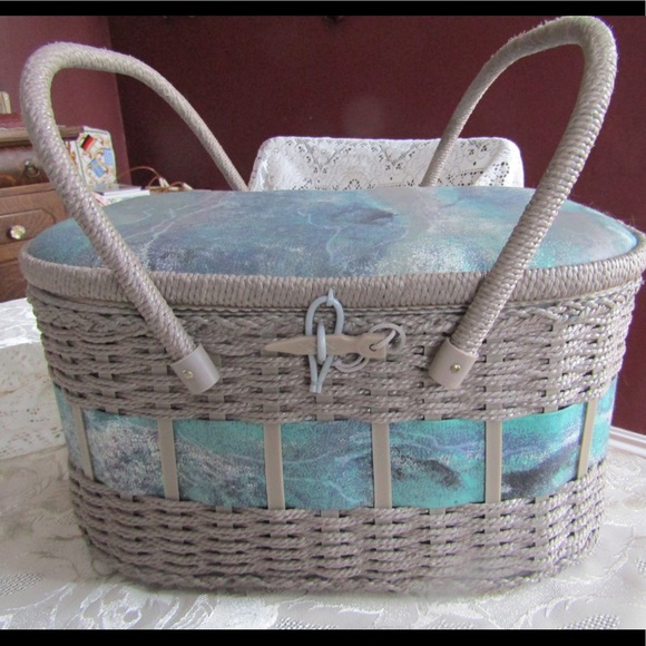 Azar Other - Vintage Azar Sewing basket Wicker and fabric Contents included